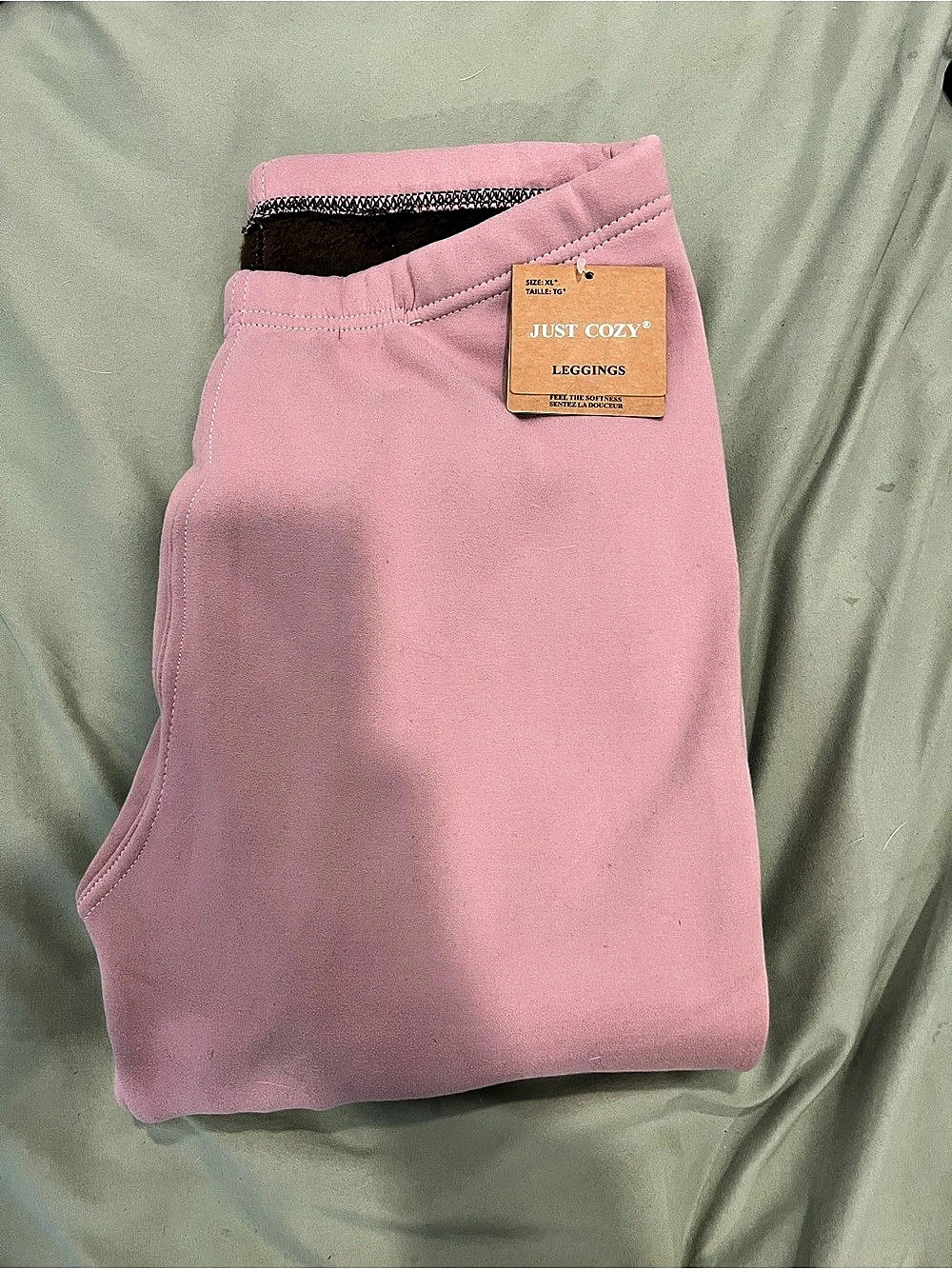 Just Cozy Lined Leggings in Pink & White NWT